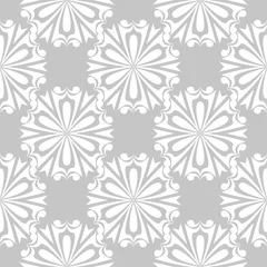 Schilderijen op glas Gray and white floral seamless pattern © Liudmyla