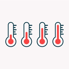 thermometers icon. illustration of thermometers with different levels, flat style.