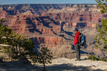 A hiker in the Grand Canyon National Park, South Rim, Arizona, USA