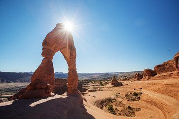 Fototapeta na wymiar Delicate arch in Arches National Park in Utah, USA
