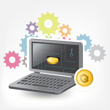 Neblio Cryptocurrency Coin Laptop Trade Background