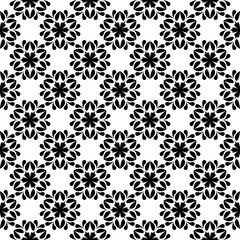 Poster Black floral seamless pattern on white background © Liudmyla