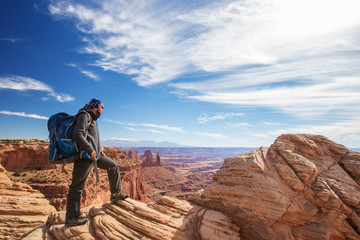 Hiker in Canyonlands National park in Utah, USA