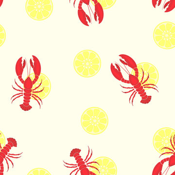 pattern with lobster and lemon
