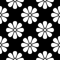 Black and white floral ornament. Seamless pattern