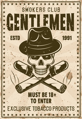 Smokers gentlemen club vector vintage poster