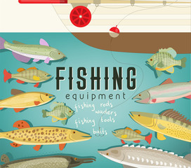 Fishing equipment - obrazy, fototapety, plakaty