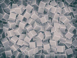 Chaotic grey 3d cubes background