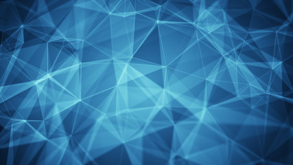 Blue polygons and lines. Internet communication concept