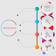 Birthday and party infographic with icon 4 step, for presentatio