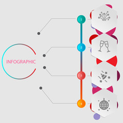 Birthday and party infographic with icon 4 step, for presentatio