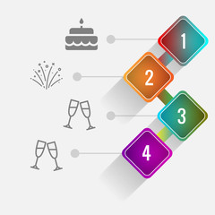 Birthday and party infographic with icon 4 step, for presentatio
