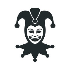 Joker head. Jester icon. Buffoon logo - obrazy, fototapety, plakaty