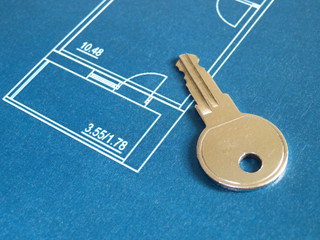 Home layout, purchase of real estate. House key and apartment architectural plan, home drawing