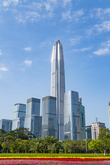 Fototapeta na wymiar The modern buildings of the city skyscrapers.