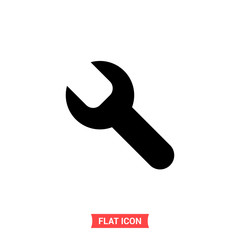 Spanner vector icon, build symbol. Flat sign illustration for web or mobile app on white background