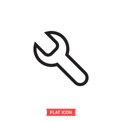 Spanner vector icon, build symbol. Flat sign illustration for web or mobile app on white background