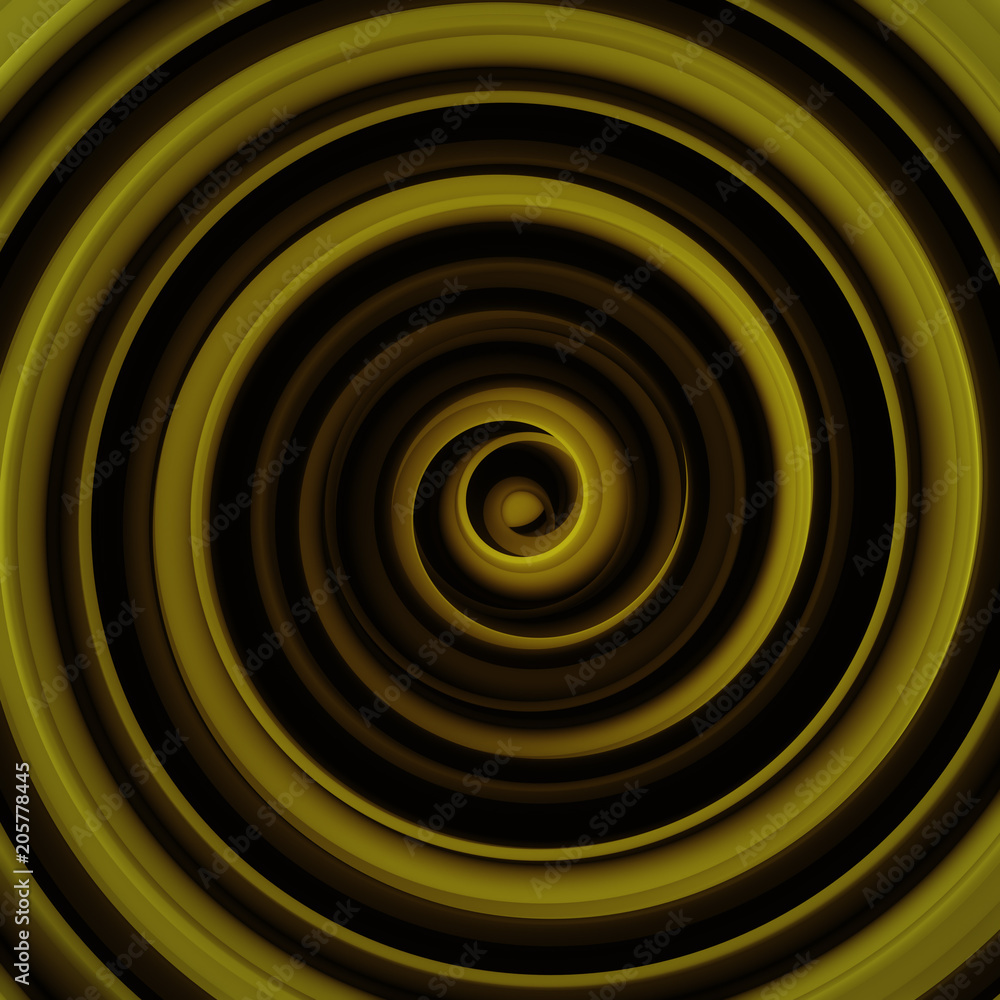 Poster black and yellow twisted shape abstract 3d rendering