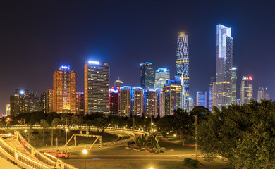 Fototapeta na wymiar Modern buildings in Guangzhou city skyscrapers