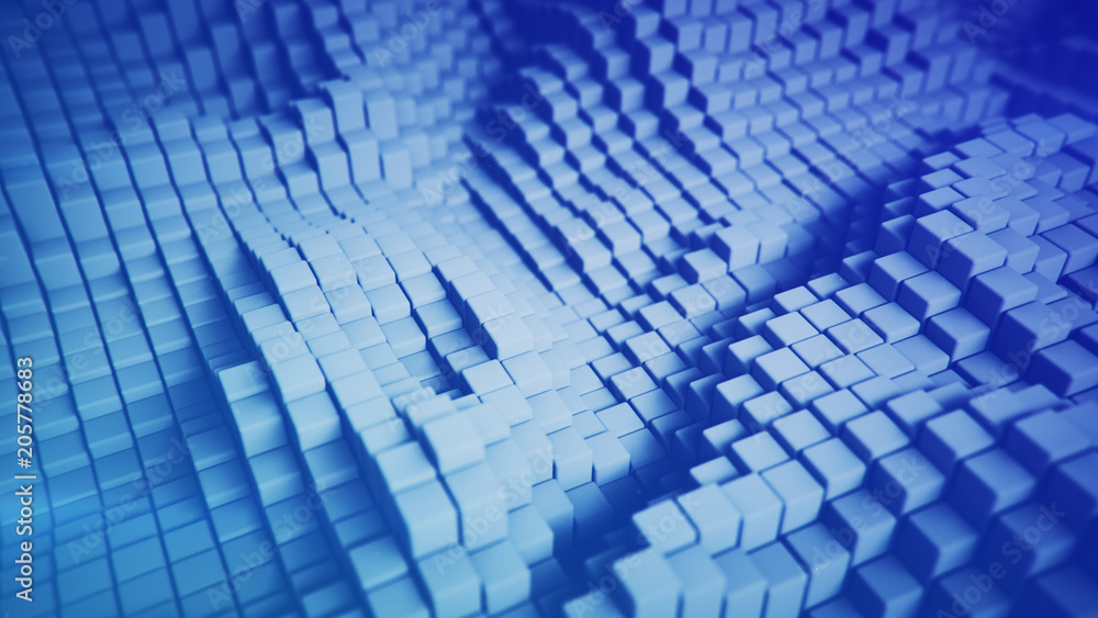 Poster abstract 3d rendering of blue blocks