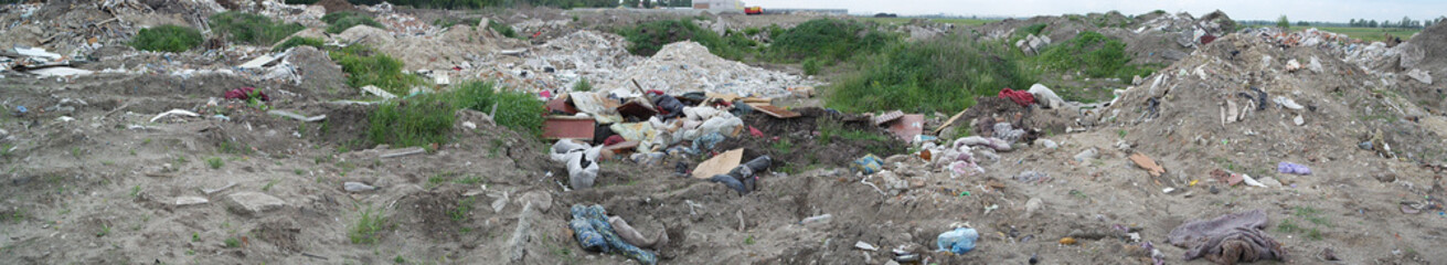 Ecology of Ukraine. Nature near Ukrainian capital.Environmental contamination. Illegal junk dump. 
