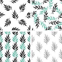 Seamless patterns with green leaves