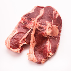 fresh lamb meat on a white background
