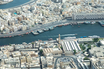 Obraz premium Cityscape view of Deira and Old Dubai area.