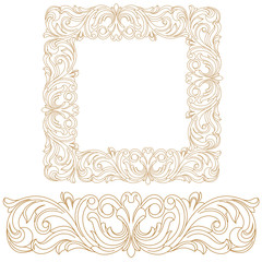 Golden vintage baroque ornament, corner. Retro pattern antique style acanthus. Decorative design element filigree calligraphy vector. - stock vector