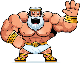 Cartoon Zeus Waving