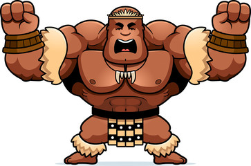 Cartoon Zulu Warrior Angry