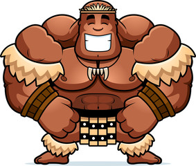 Cartoon Zulu Warrior Smiling
