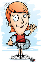 Cartoon Badminton Player Waving
