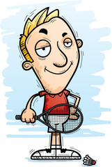 Confident Cartoon Badminton Player