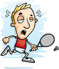 Obraz na płótnie Canvas Exhausted Cartoon Badminton Player