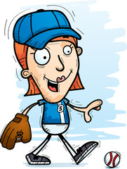 Cartoon Baseball Player Walking