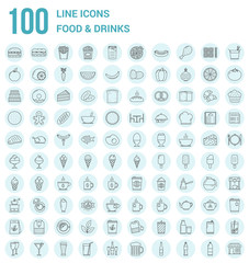 100 Food and Drinks Line Icons