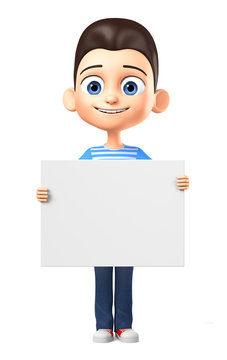 3d rendering. Cheerful parn in striped cloth blank board on a white background.