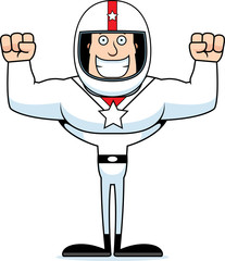 Cartoon Smiling Race Car Driver