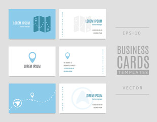 Set of business cards for travelers, travel companies and managers.