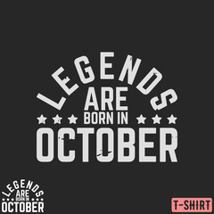 Legends are born in October vintage t-shirt stamp