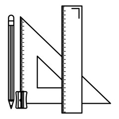 triangular geometric rules and pencil school vector illustration design