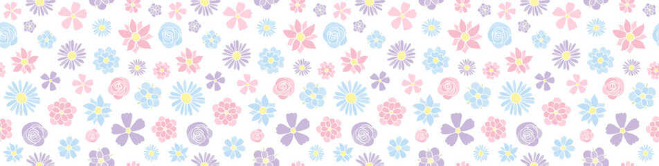 Fototapeta na wymiar Colourful banner with floral seamless texture. Vector.