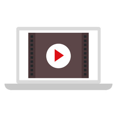 computer laptop with media player interface vector illustration design