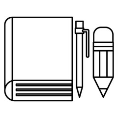 book school with pencil and pen vector illustration design