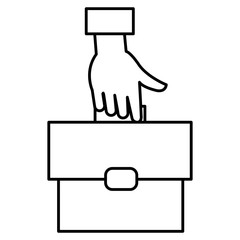 hand with portfolio briefcase isolated icon vector illustration design