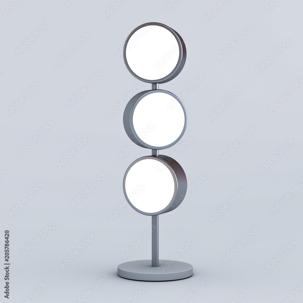 Aufkleber blank light circle signboards with pole stand , blank mock up , signage boards or advertising round 