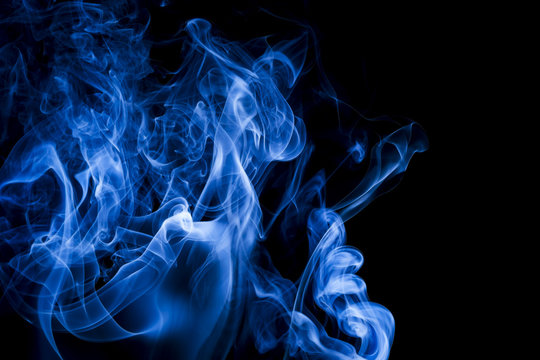 Blue Smoke On Black Background