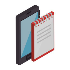 office notebook with smartphone vector illustration design