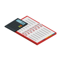 office notebook with calculator vector illustration design